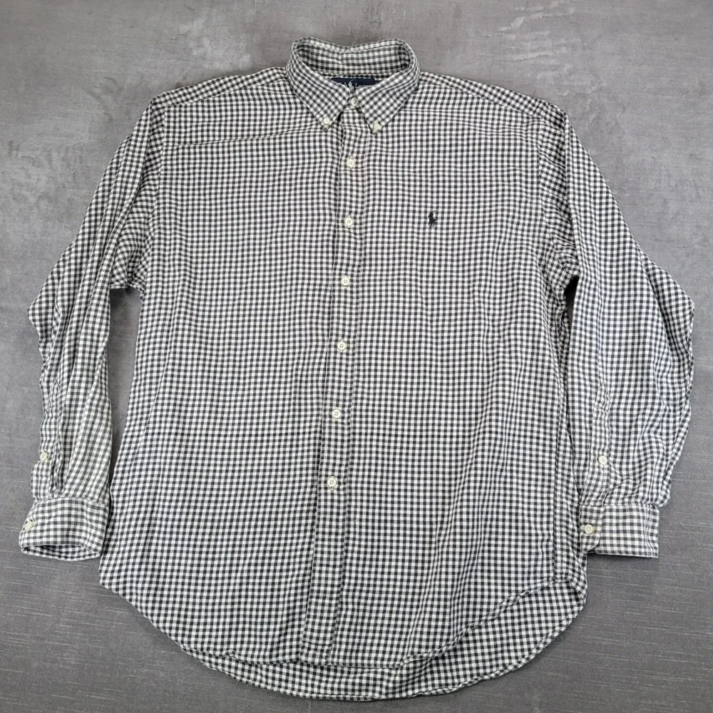 Polo Ralph Lauren Blake Mens Large Black White Gingham Check Button Down Shirt‎